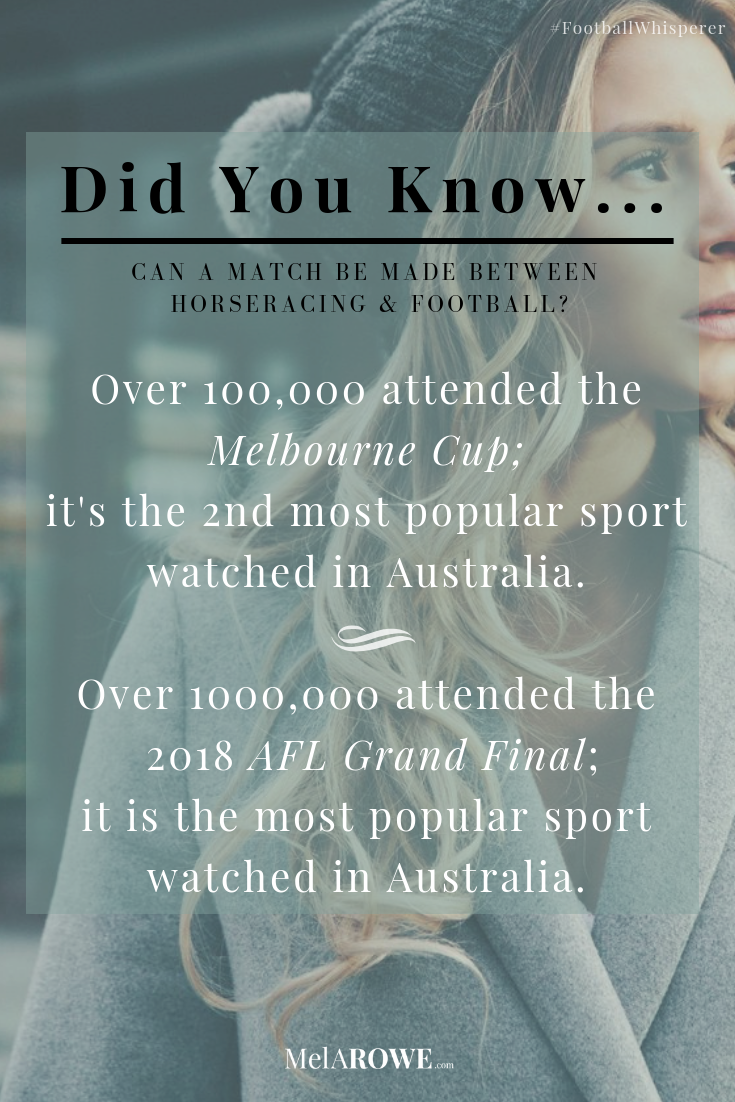 Can A Match Be Made Between Horseracing And Football? What could these two sports possibly have in common?And, how are these two sports part of the never-ending Australian love affair? #wordjourney #FootballWhisperer #findinglost #Escape2HEA