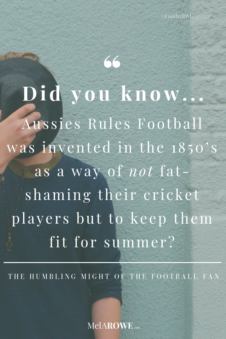 Ever wondered about the humbled beginnings of a sport that ignited the passion of a Nation creating the Legend of the Aussie-Rules Footy Fan? #FootballWhisperer