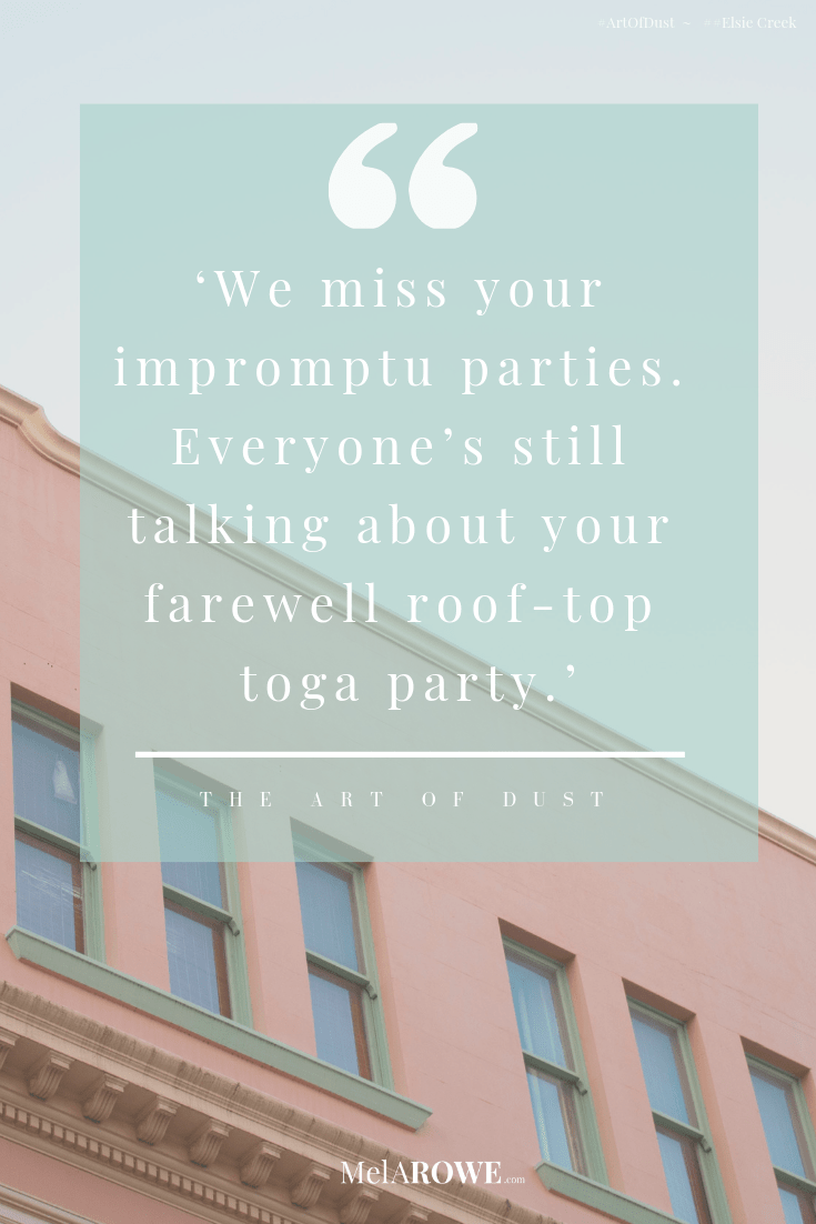 Book Quote that matches the blog Party Protocols by Mel A ROWE