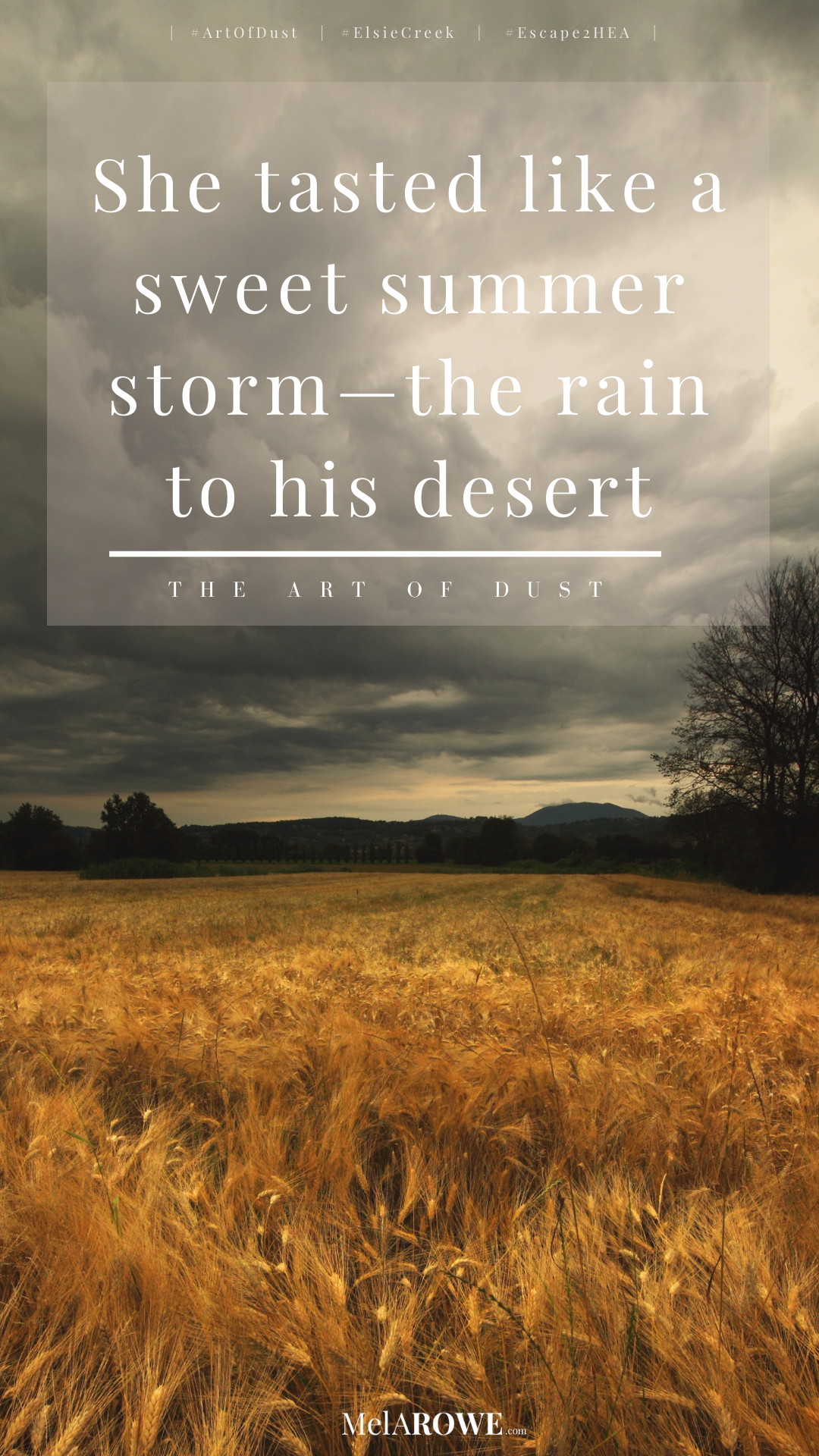 summer storms, the ART of DUST by Mel a ROWE #ARTofDUST #ElsieCreek #Escape2HEA