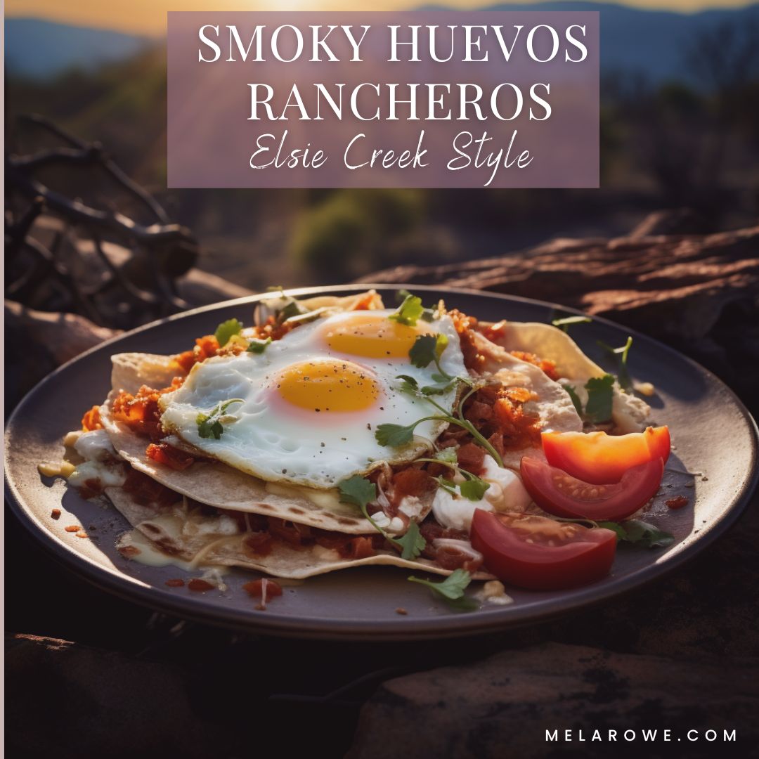 Image of huevos ranchero cooked in a skillet on a campfire