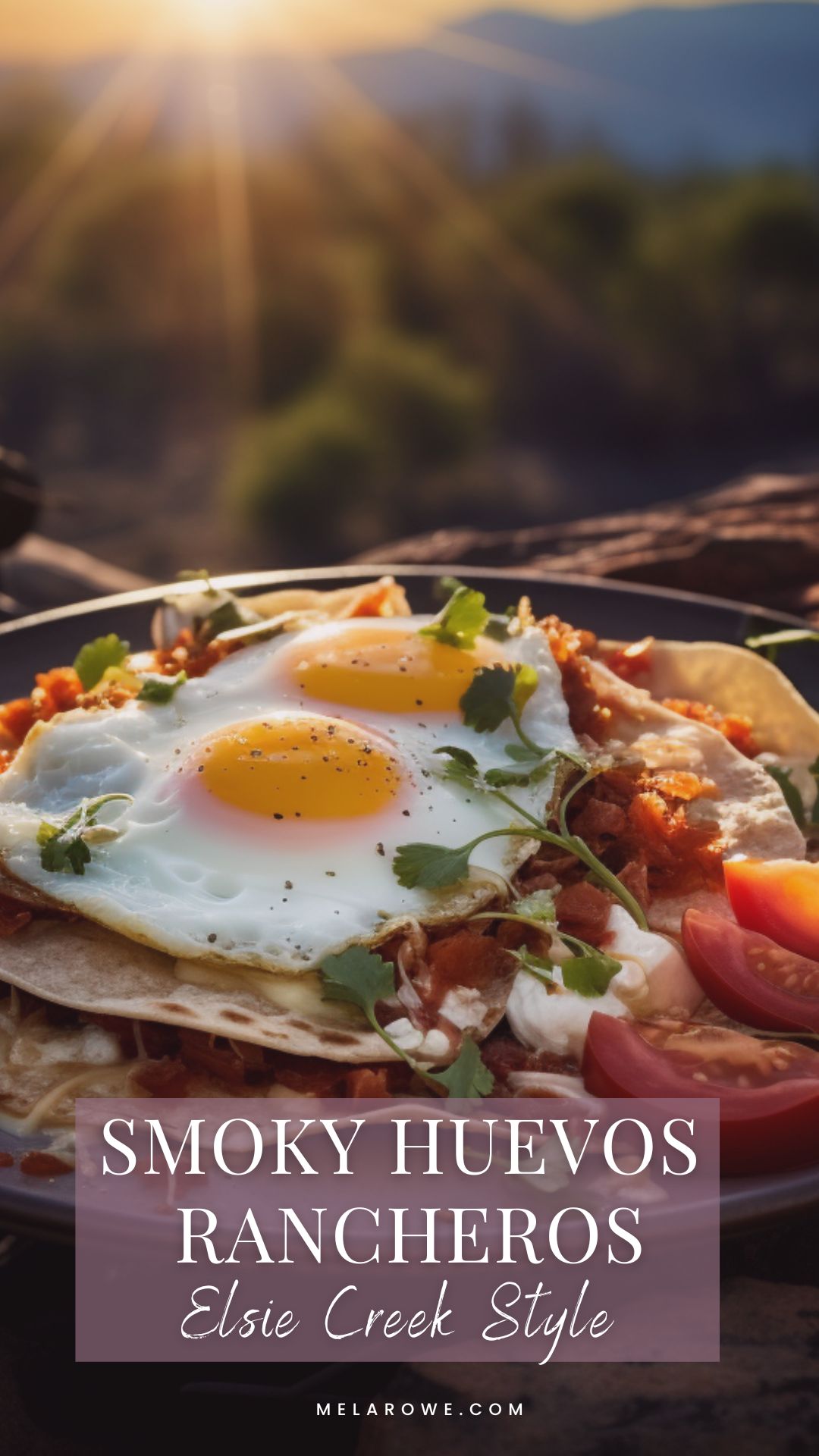 Image of huevos ranchero cooked in a skillet on a campfire