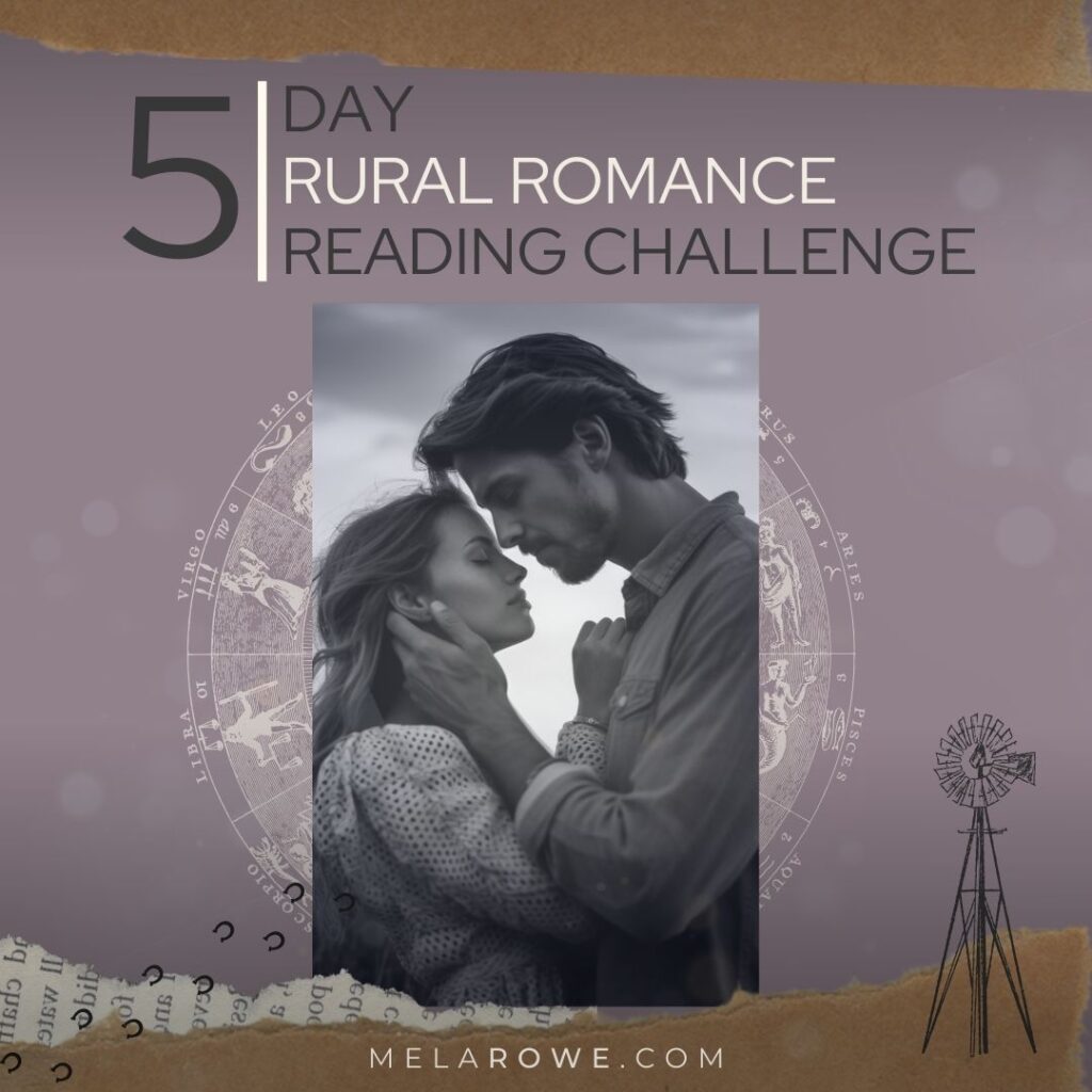 cover image of a romantic couple for the 5 day rural romance reading challenge that includes the free books that are all bestsellers to help create a healthy reading habit for yourself.