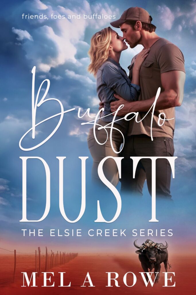 The book cover for Buffalo Dust, the latest rural romance that is set in the stunning outback.